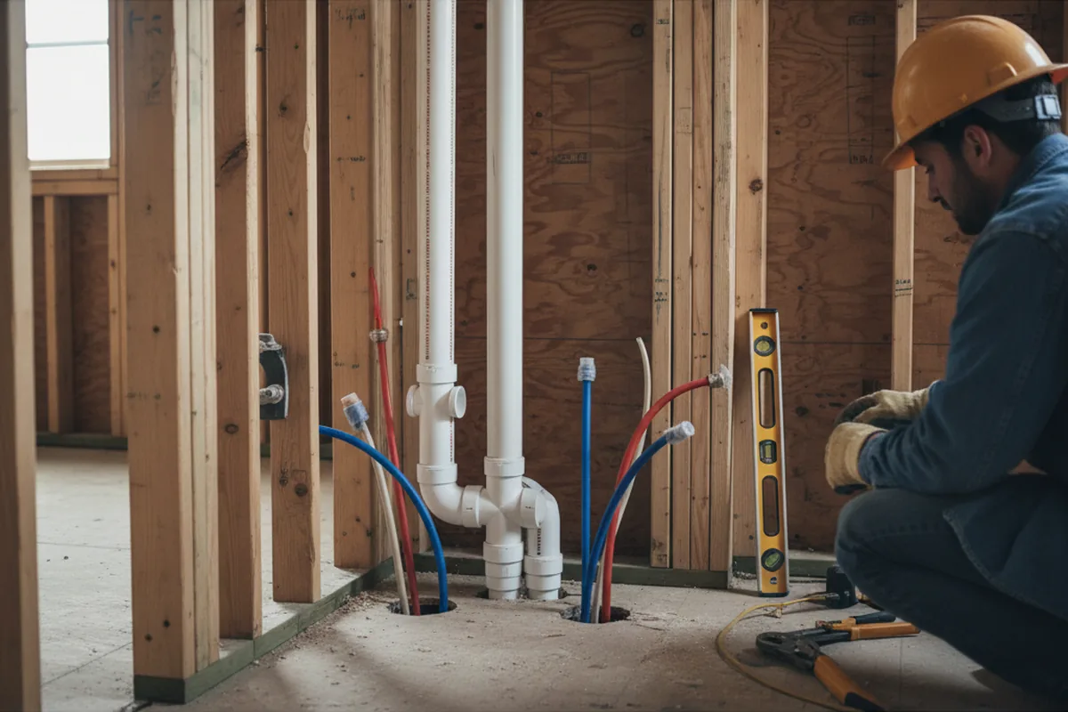 Drain and supply rough-in during Toilet Repair and Installation in Montville
